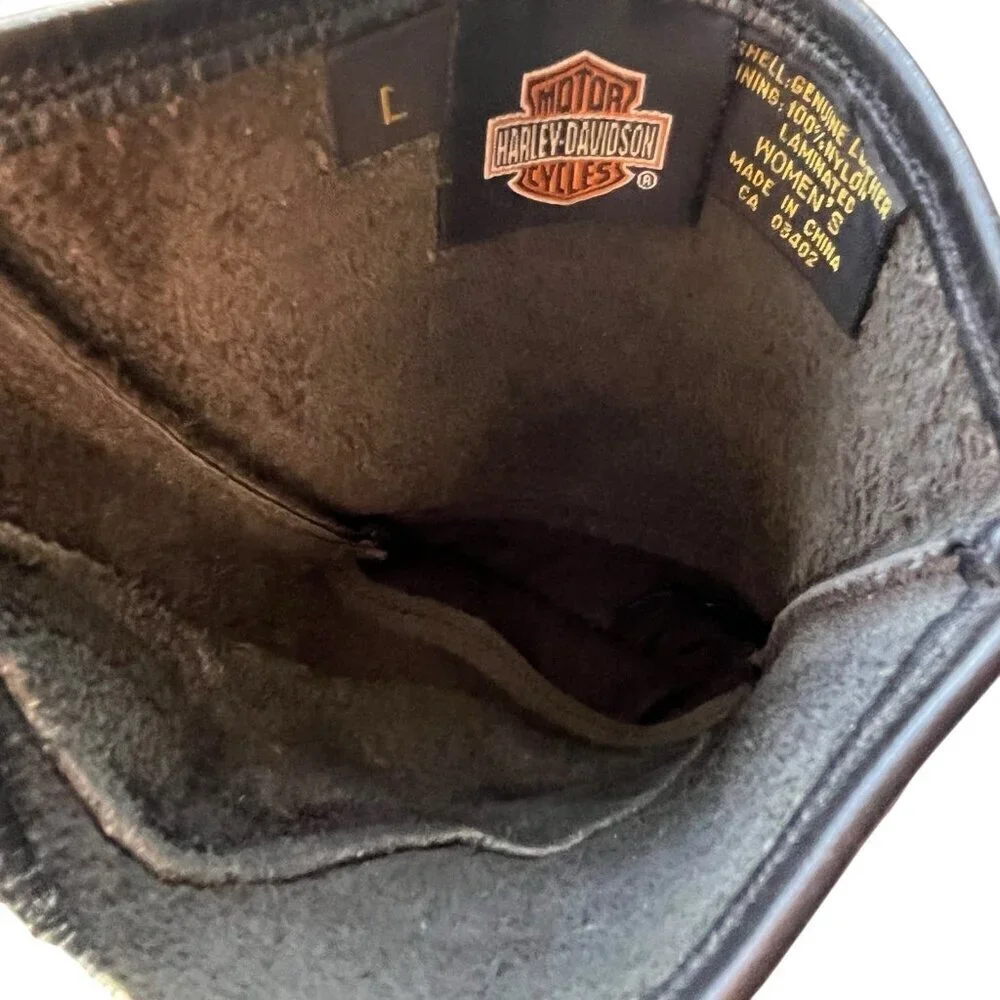 Harley Davidson Womens Motorcycle Gauntlet Black Leather Gloves Size Large Moto